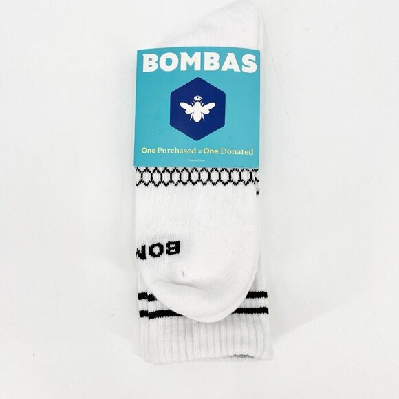 Bombas Other - NWT Bombas Large Midweight White Black Calf Crew Socks W 11-13 M 9.5-13
